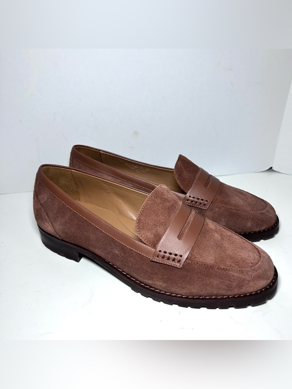 Talbots Cassidy Cognac Brown Suede Penny Loafers Women’s 8M Excellent Condition